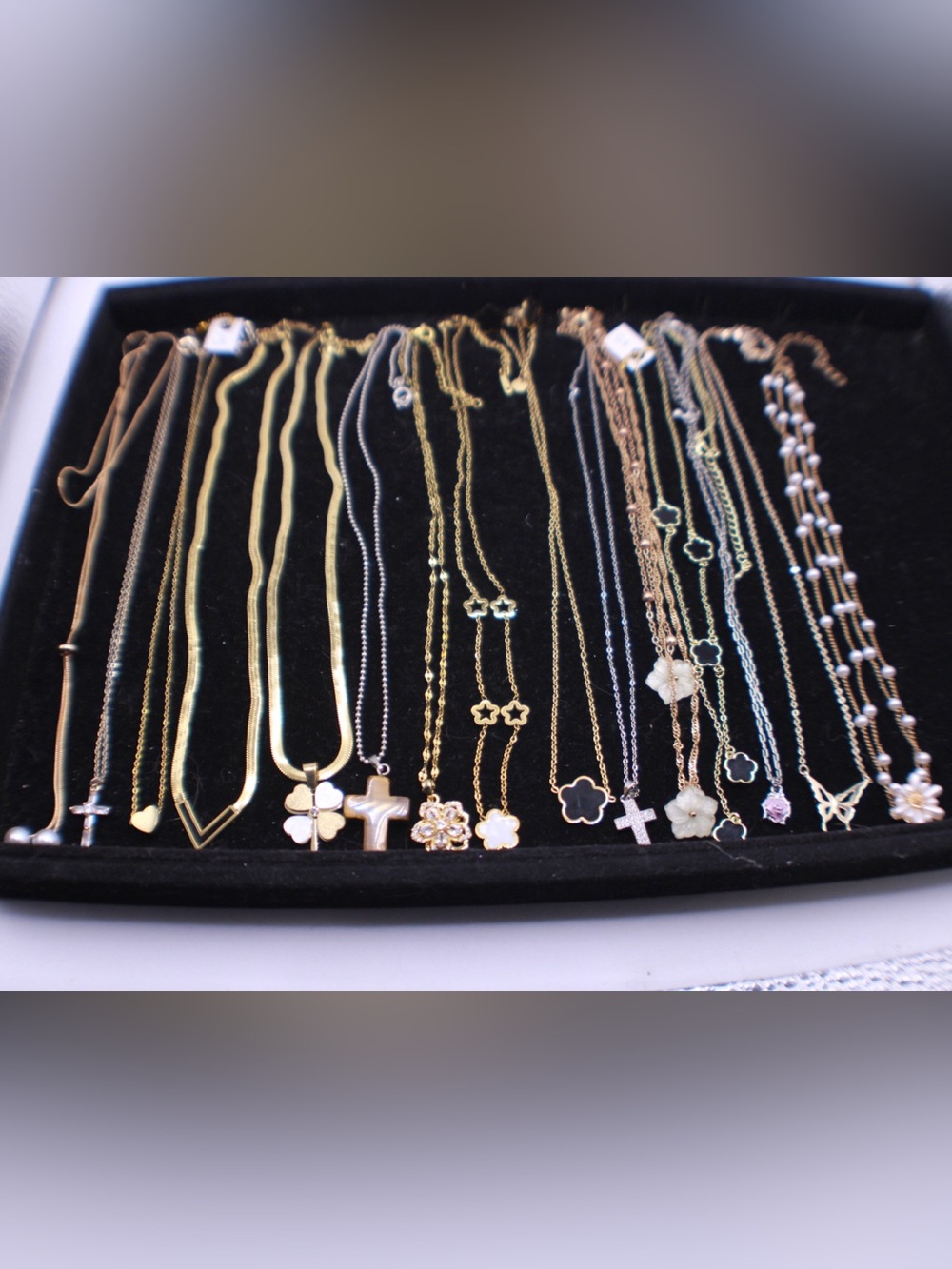 lot of 15 Modern CZ Gold Plated Stainless Steel silver tone goldtone necklaces